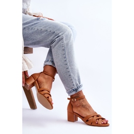 PS1 Sandalias Cómodas Tacón Bajo Camel Camelia marrón 5