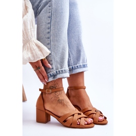 PS1 Sandalias Cómodas Tacón Bajo Camel Camelia marrón 6
