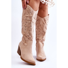 Elavi Botas sin cordones de ante calado en beige 1