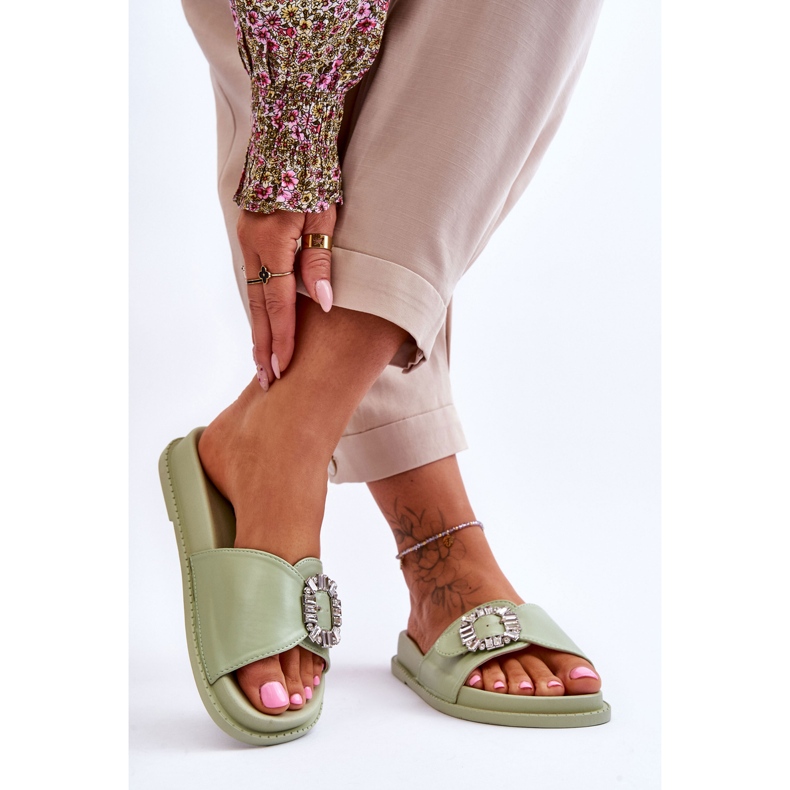 Pantuflas De Mujer Con Plataforma Adorno Beneca Verde 2