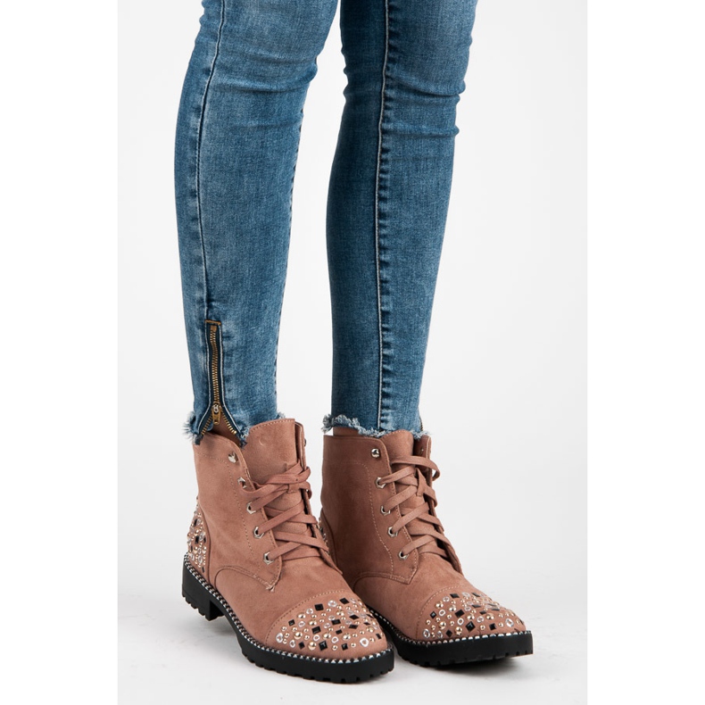 Ideal Shoes Trabajadores de gamuza rosa 1