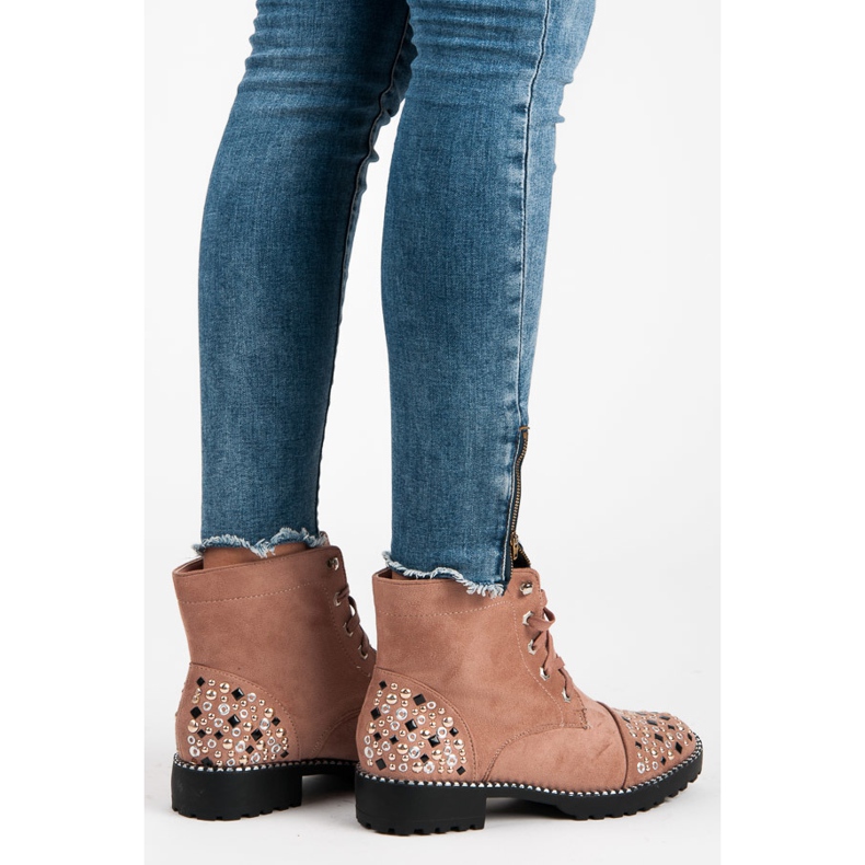 Ideal Shoes Trabajadores de gamuza rosado 2