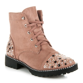 Ideal Shoes Trabajadores de gamuza rosado 4
