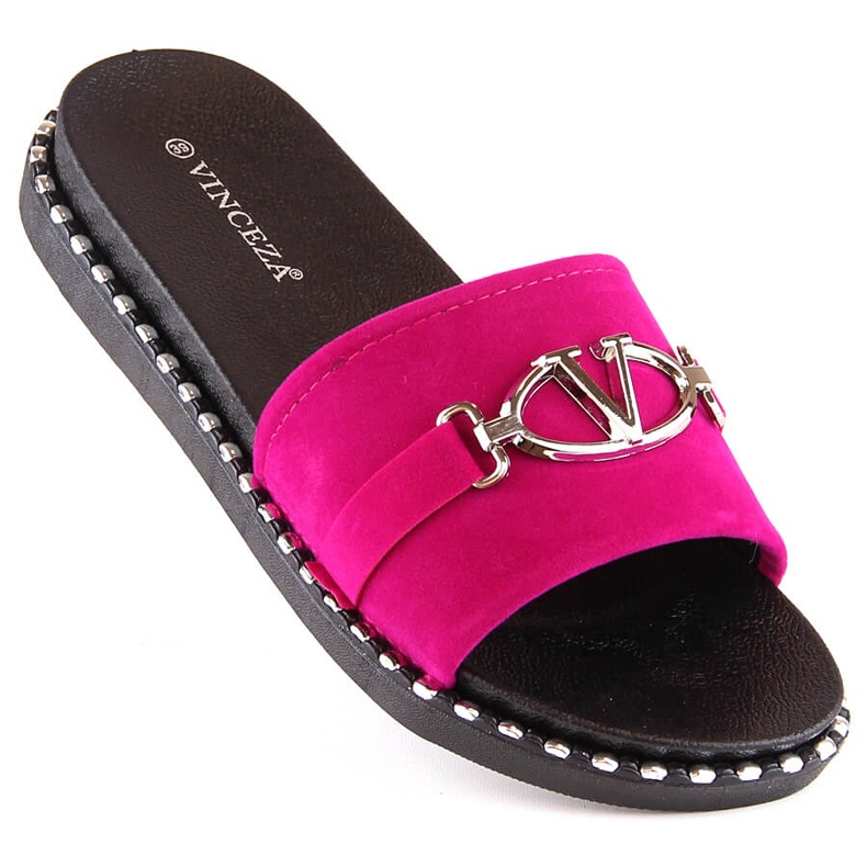 Babucha mujer en ante con adorno fucsia Vinceza 30183 rosa 1