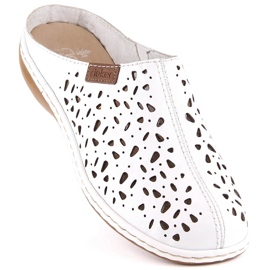 Rieker 65996-80 deslizadores de cuero blanco calado con elástico 12
