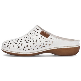 Rieker 65996-80 deslizadores de cuero blanco calado con elástico 6