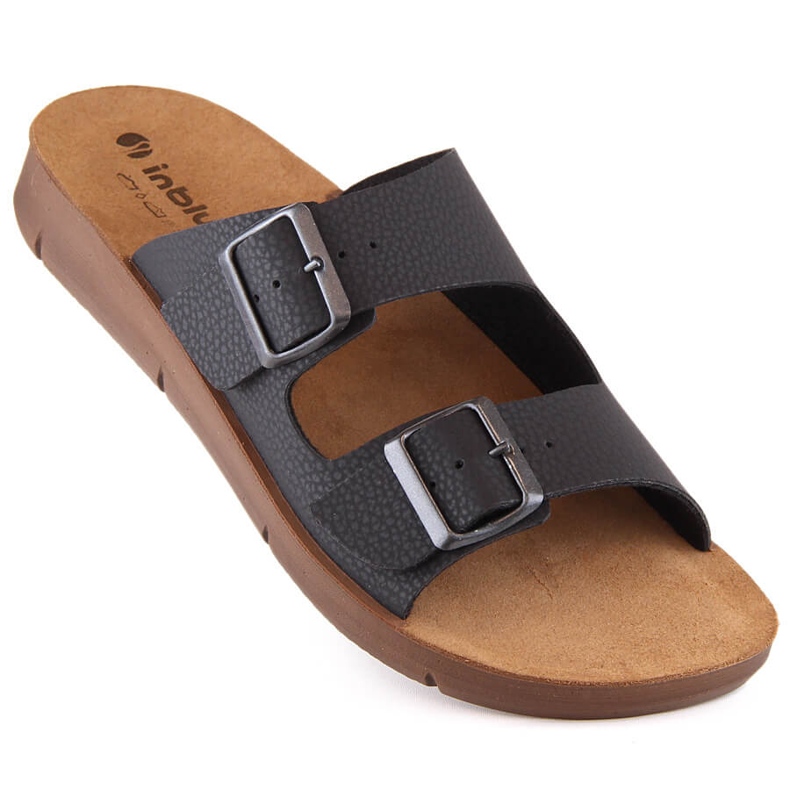 Cómodas zapatillas de casa para hombre con hebillas negras Inblu CM000028-014 negro 1