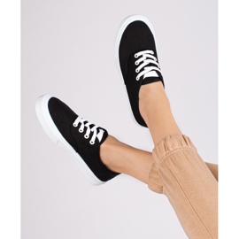 Zapatillas clásicas con cordones para mujer Shelovet negro 4