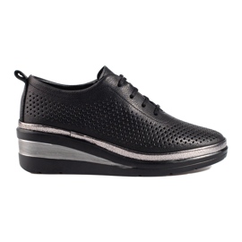 Zapatos de cuña de cuero negro de T.Sokolski 3