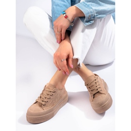 Deportivas de ante plataforma alta Shelovet beige 2