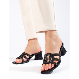 Elegantes zapatillas de estar por casa Shelovet negras para mujer negro 3