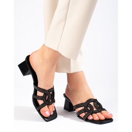 Elegantes zapatillas de estar por casa Shelovet negras para mujer negro 1