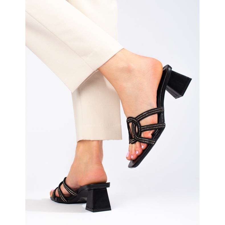 Elegantes zapatillas de estar por casa Shelovet negras para mujer negro 2