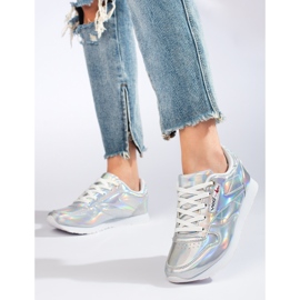 Zapatillas holográficas plateadas Shelovet plata 3