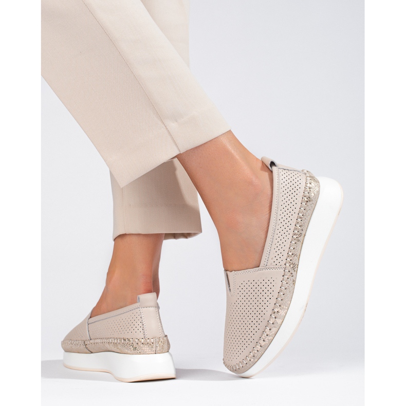 Zapatos piel calados Shelovet beige 2 Zapatos piel calados Shelovet beige 2