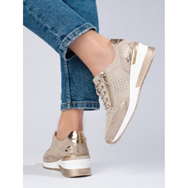 Deportivas Shelovet de piel beige con cuña 2