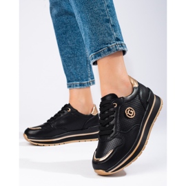 Zapatillas de cuero negro en la plataforma Shelovet 3