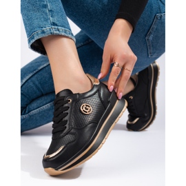 Zapatillas de cuero negro en la plataforma Shelovet 2