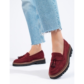 Mocasines Vinceza de ante granate con borlas rojo 3