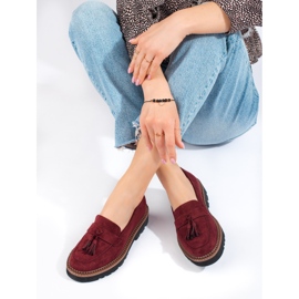 Mocasines Vinceza de ante granate con borlas rojo 1