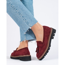 Mocasines Vinceza de ante granate con borlas rojo 2