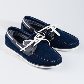 Mocasines de hombre Shelovet en ante azul marino 1