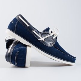 Mocasines de hombre Shelovet en ante azul marino 3