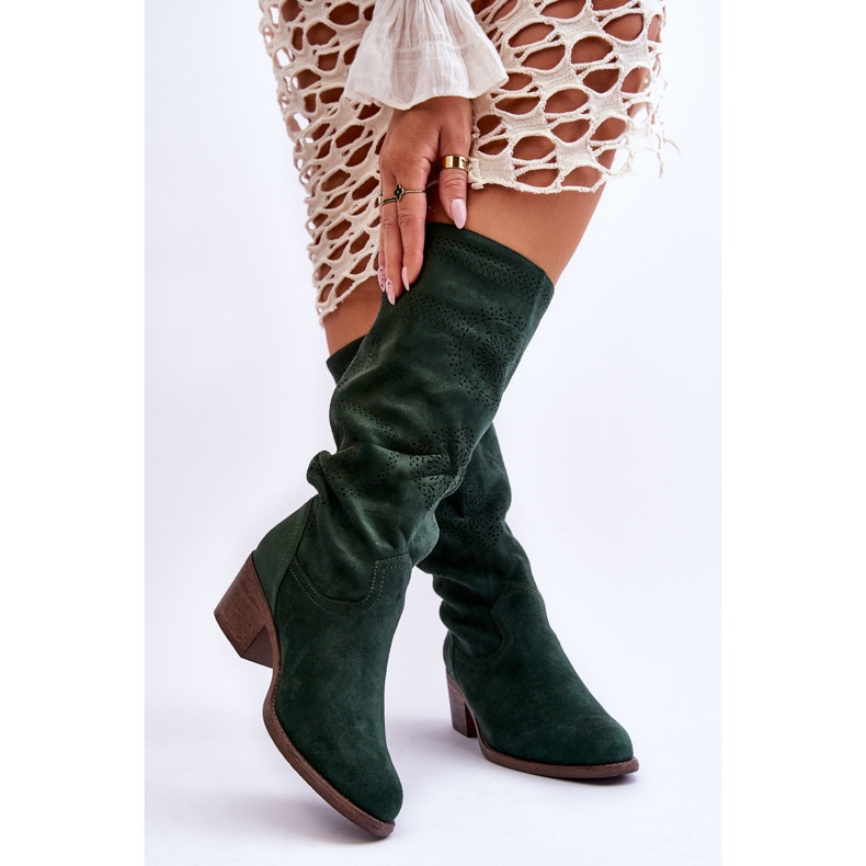 Botas Mujer Ante Calado Verde Enriss 2