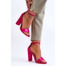 Sandalias Tacón Alto De Raso Linsy Fucsia rosado 5