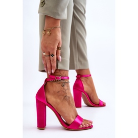 Sandalias Tacón Alto De Raso Linsy Fucsia rosado 3