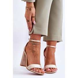 Sandalias Tacón De Raso Linsy Beige 1