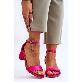 PG1 Sandalias de tacón bajo en satén Juliet fucsia rosa 1