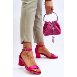 PG1 Sandalias de tacón bajo en satén Juliet fucsia rosado 3