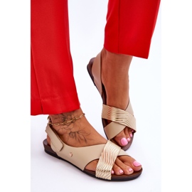 Lemar Sandalias de cuero con velcro Addison en dorado y beige 4