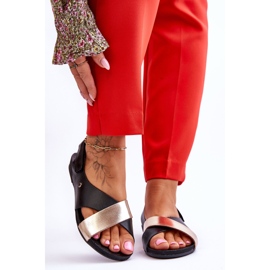 Lemar Sandalias De Piel Con Negro Y Oro Addison 1