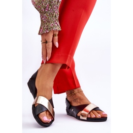 Lemar Sandalias De Piel Con Negro Y Oro Addison 2