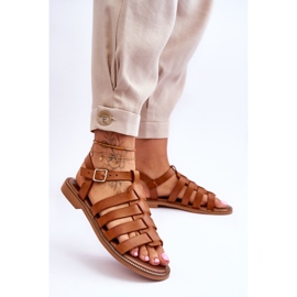 Lemar Sandalias De Piel Con Tiras Marrón Lawren 3