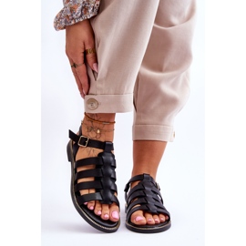 Lemar Sandalias De Cuero Con Tiras Lawren Negras negro 1