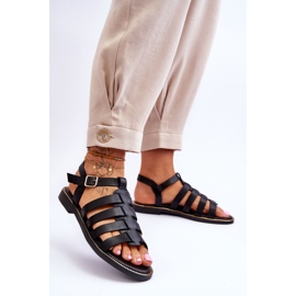 Lemar Sandalias De Cuero Con Tiras Lawren Negras negro 3