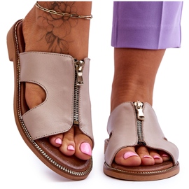 Lemar Pantuflas De Mujer Con Cremallera Decorativa Beige Clarence 9