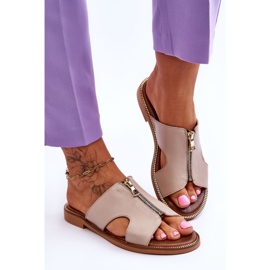 Lemar Pantuflas De Mujer Con Cremallera Decorativa Beige Clarence 3