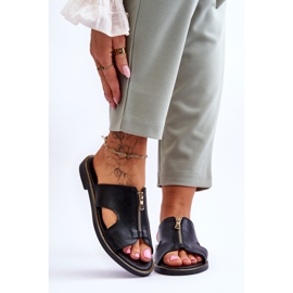 Lemar Pantuflas De Mujer Con Cremallera Decorativa Negro Clarence 1