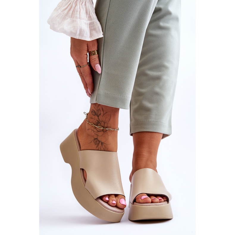 Lemar Sandalias Mujer Piel Plataforma Beige Lucami 1