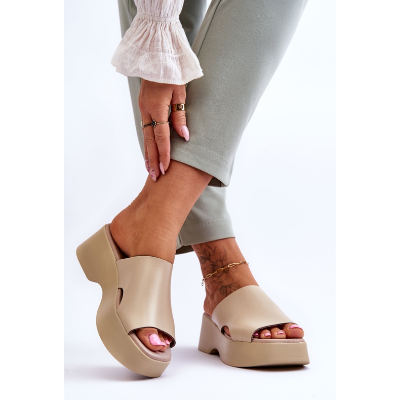 Lemar Sandalias Mujer Piel Plataforma Beige Lucami 2