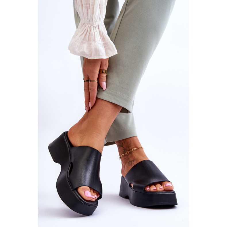 Lemar Pantuflas Mujer Piel Plataforma Negro Lucami 2