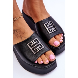 Lemar Pantuflas Mujer Piel Plataforma Con Adornos Negro Renna 5