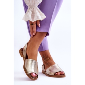 Zazoo Sandalias sin cordones de cuero dorado Alivia 2