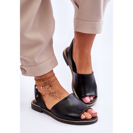 Lemar Sandalias sin cordones de cuero negro Alivia 4