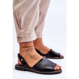 Lemar Sandalias sin cordones de cuero negro Alivia 5