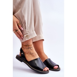 Lemar Sandalias sin cordones de cuero negro Alivia 7